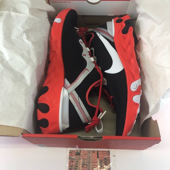 New Running NIKE React Element 55 Black White Red - Picture 8 of 8